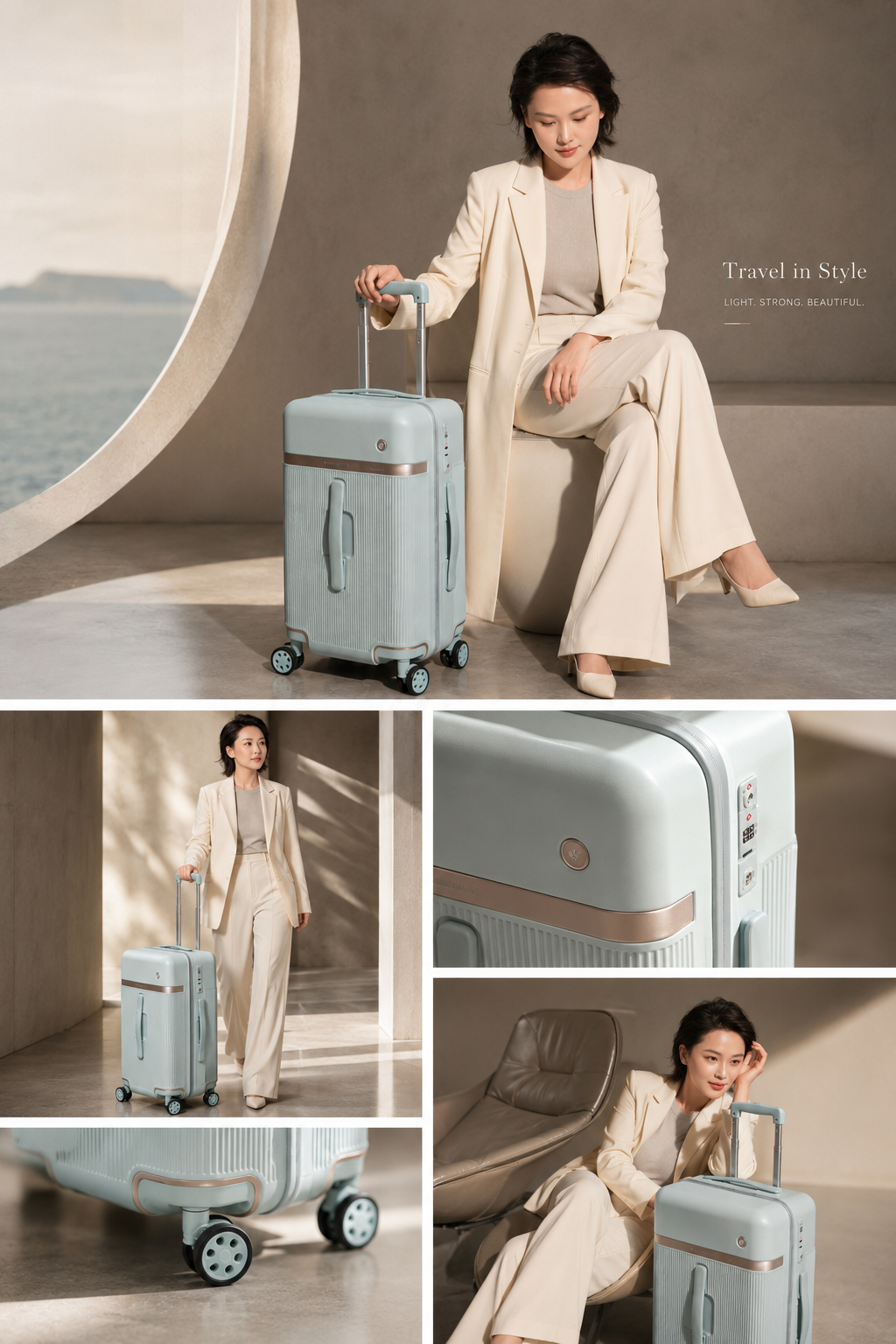 Brand portrait with a luggage showcase