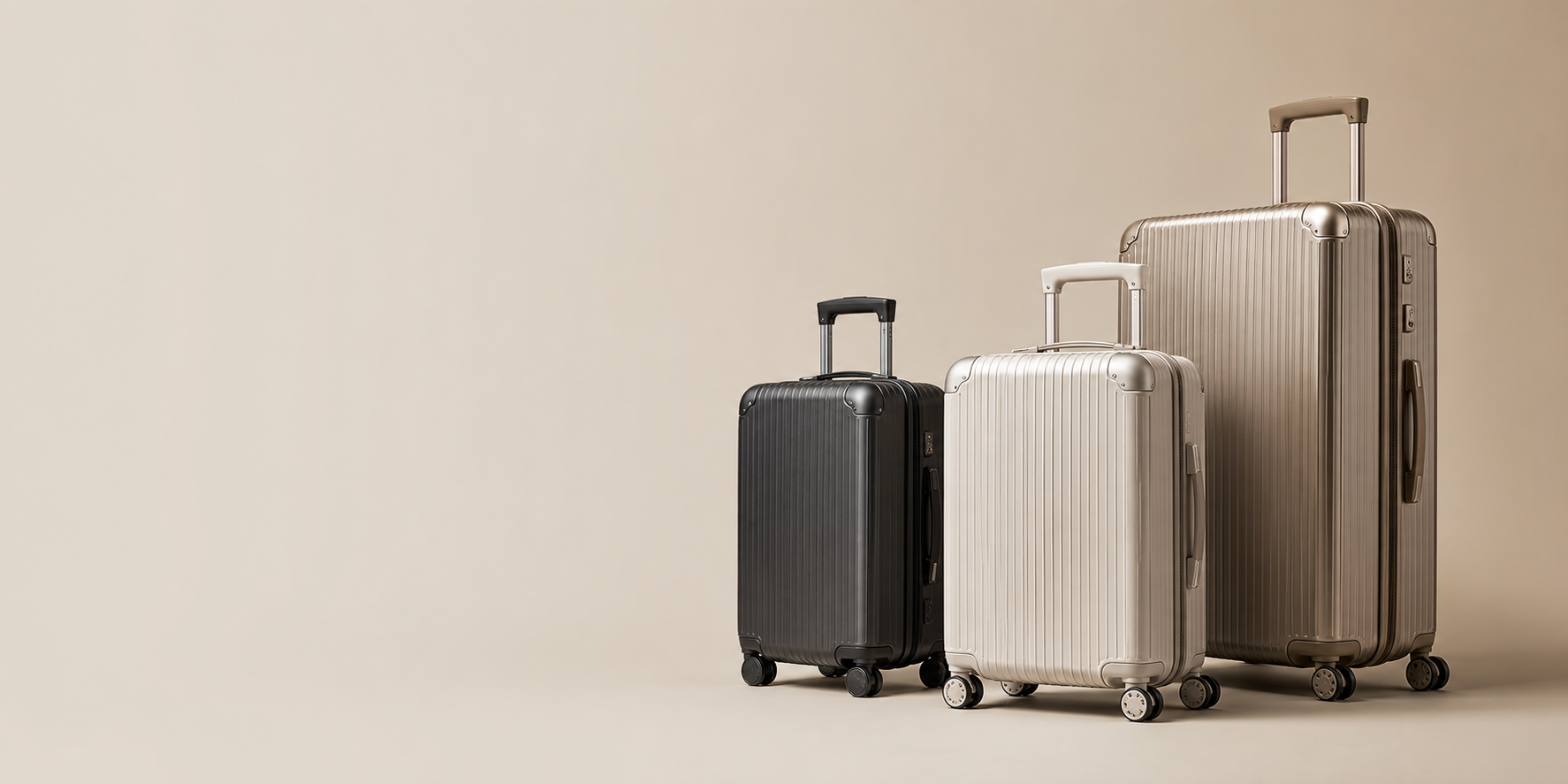 Premium luggage shell, zipper, handle and wheel materials